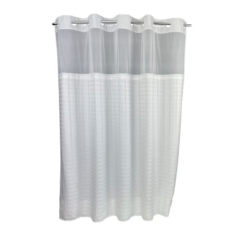 Hang2IT® Cortina de Ducha Dynasty, 100% Poliéster, Sin Gancho, Ventana, Botín a Presión, 72x77, Blanco